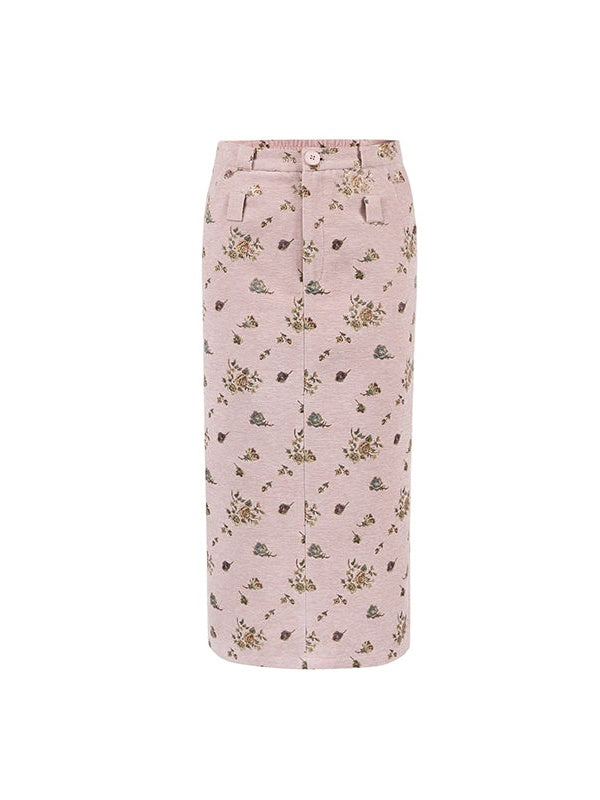 친근한 모피 재킷 & 꽃무늬 스커트