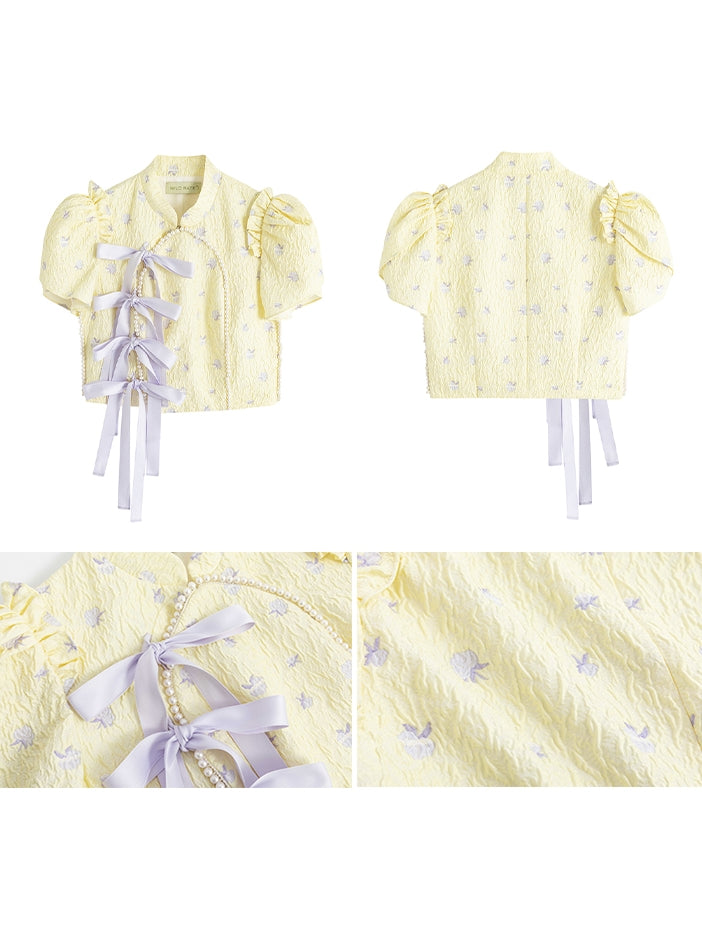 새로운 중국식 블라우스 나비넥타이