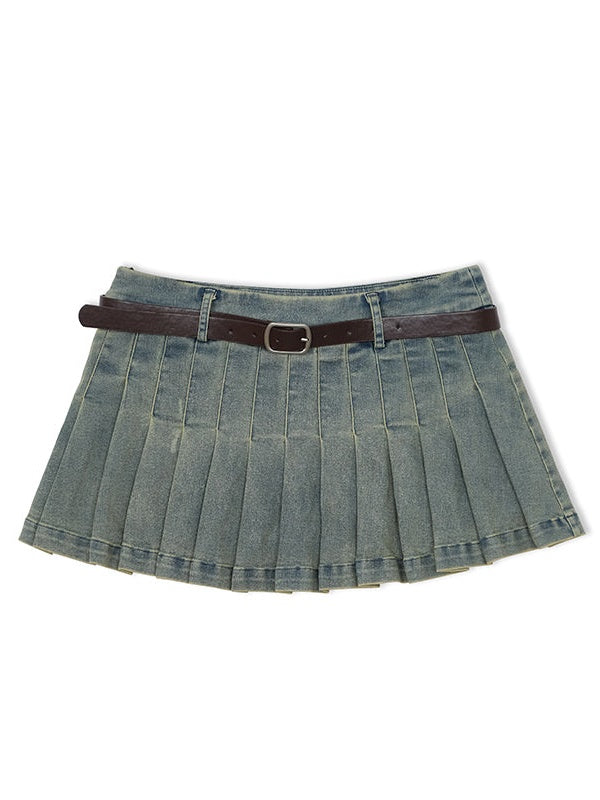 데님 베어 탑 & 쇼트 스커트