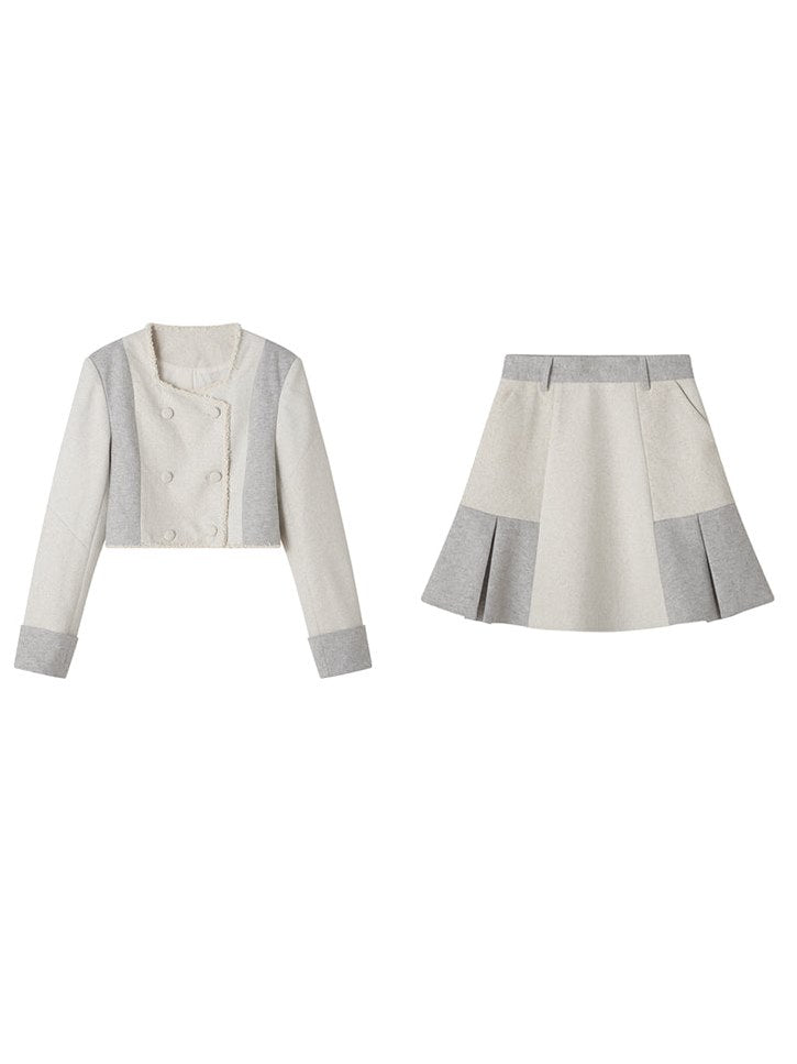 스몰 프래그런스 더블 브레스트 스티치 숏 자켓 & 스커트