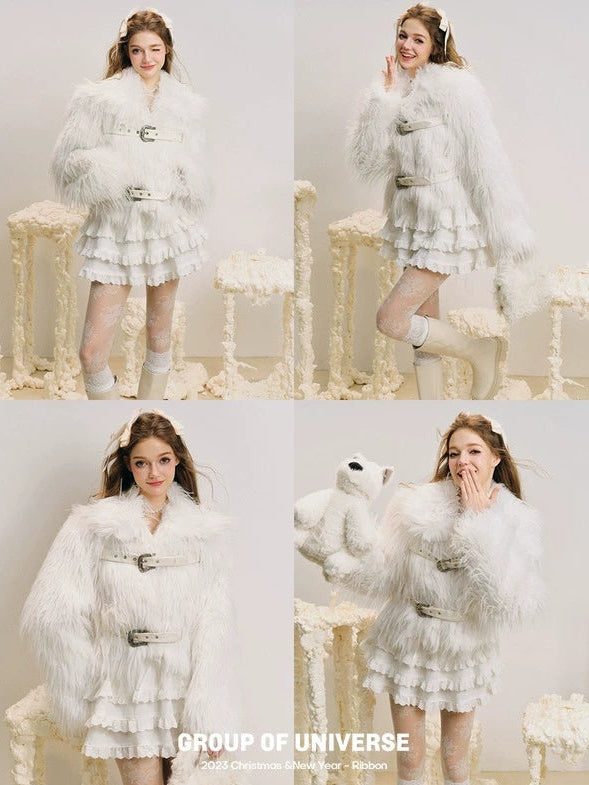 Fluffy Eco-friendly Strap Fur Coat