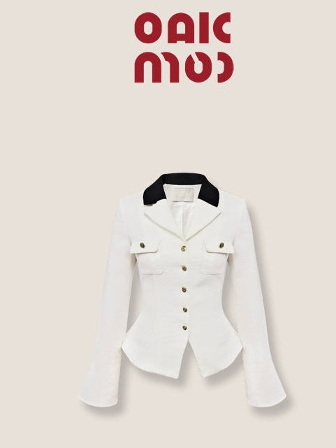 모노톤 컬러 슬림핏 숏셔츠 재킷