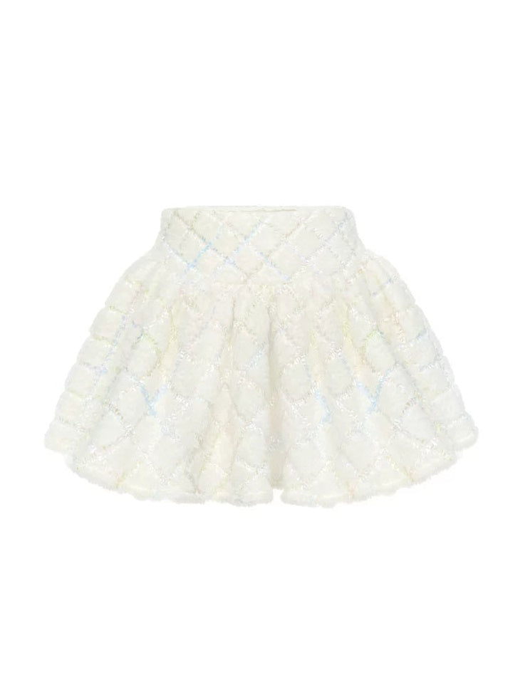 ローズアクセントロンバスノーカラーパフスリーブショートコート&フレアスカート