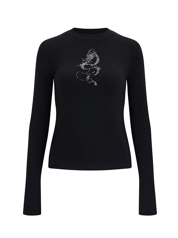 드래곤 워터컬러 크루넥 심플 슬림 니트