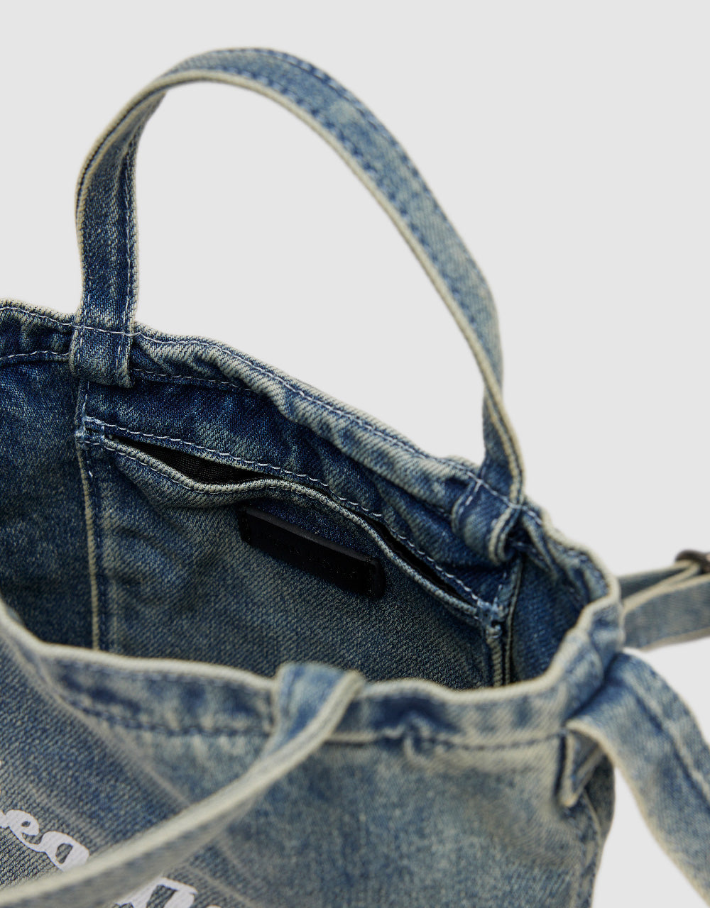 Letter Printed Denim Shoulder Bag