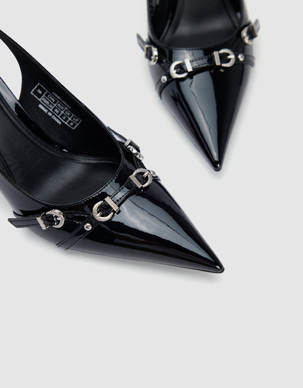 Pointed Toe Vegan Leather Heeled Slingbacks