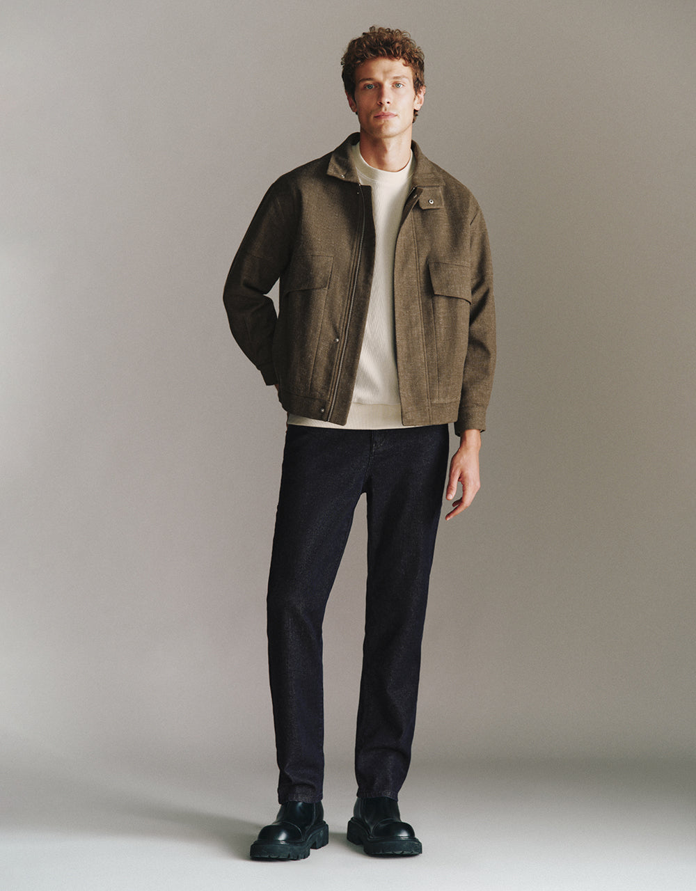 Stand Collar Woolen Jacket