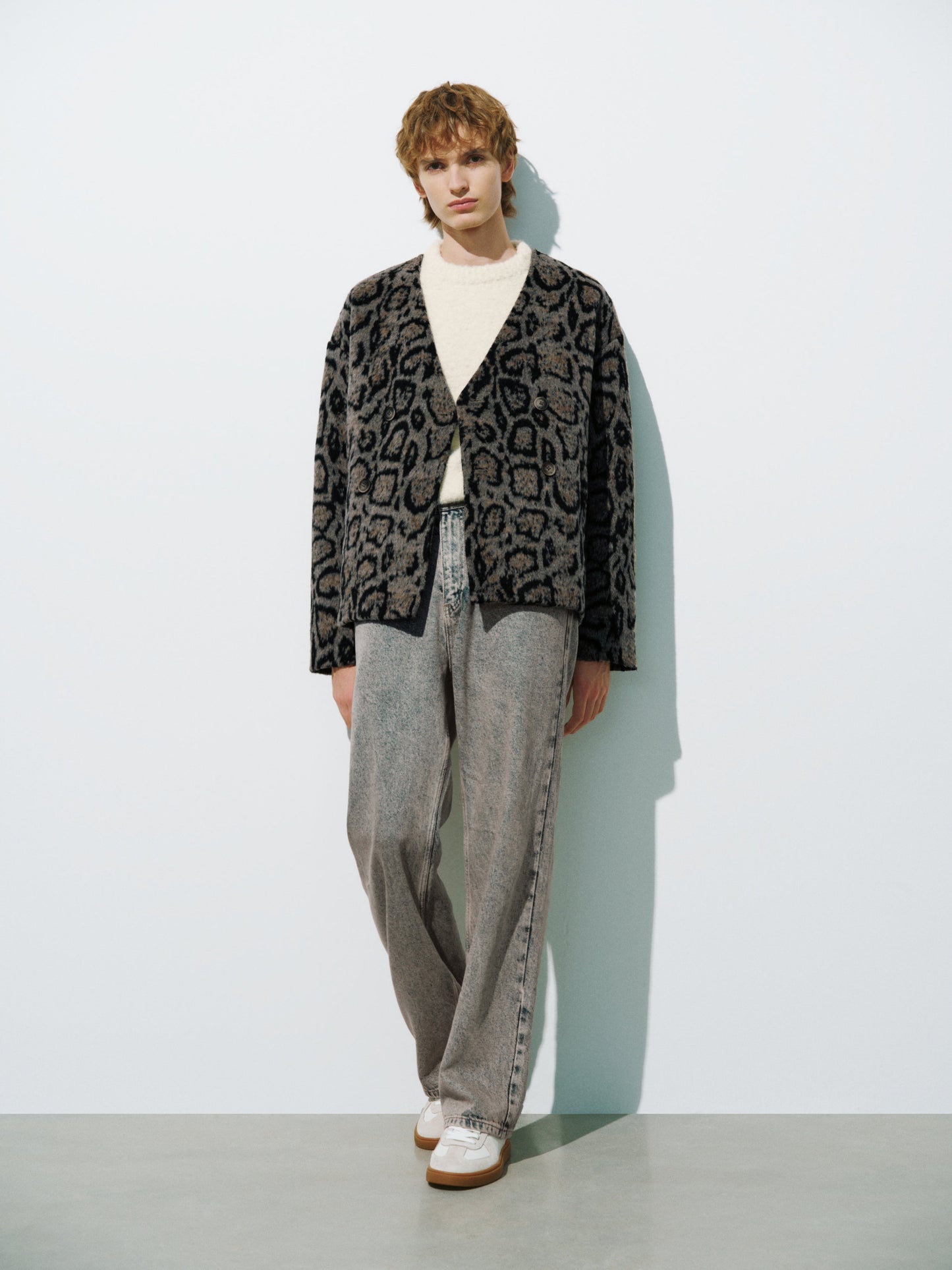 Leopard Pattern Kimono Lapel Jacket