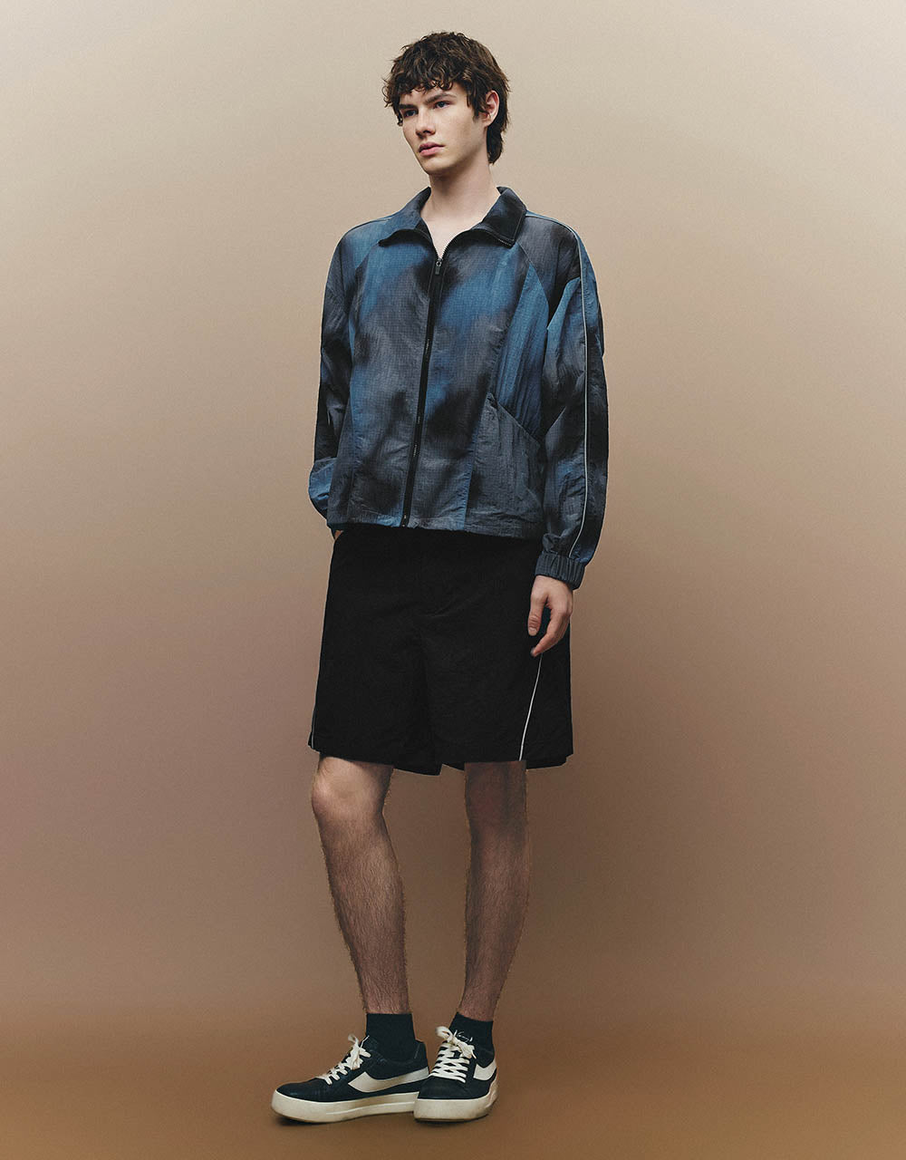 Zipper Front Stand Collar Straight Jacket