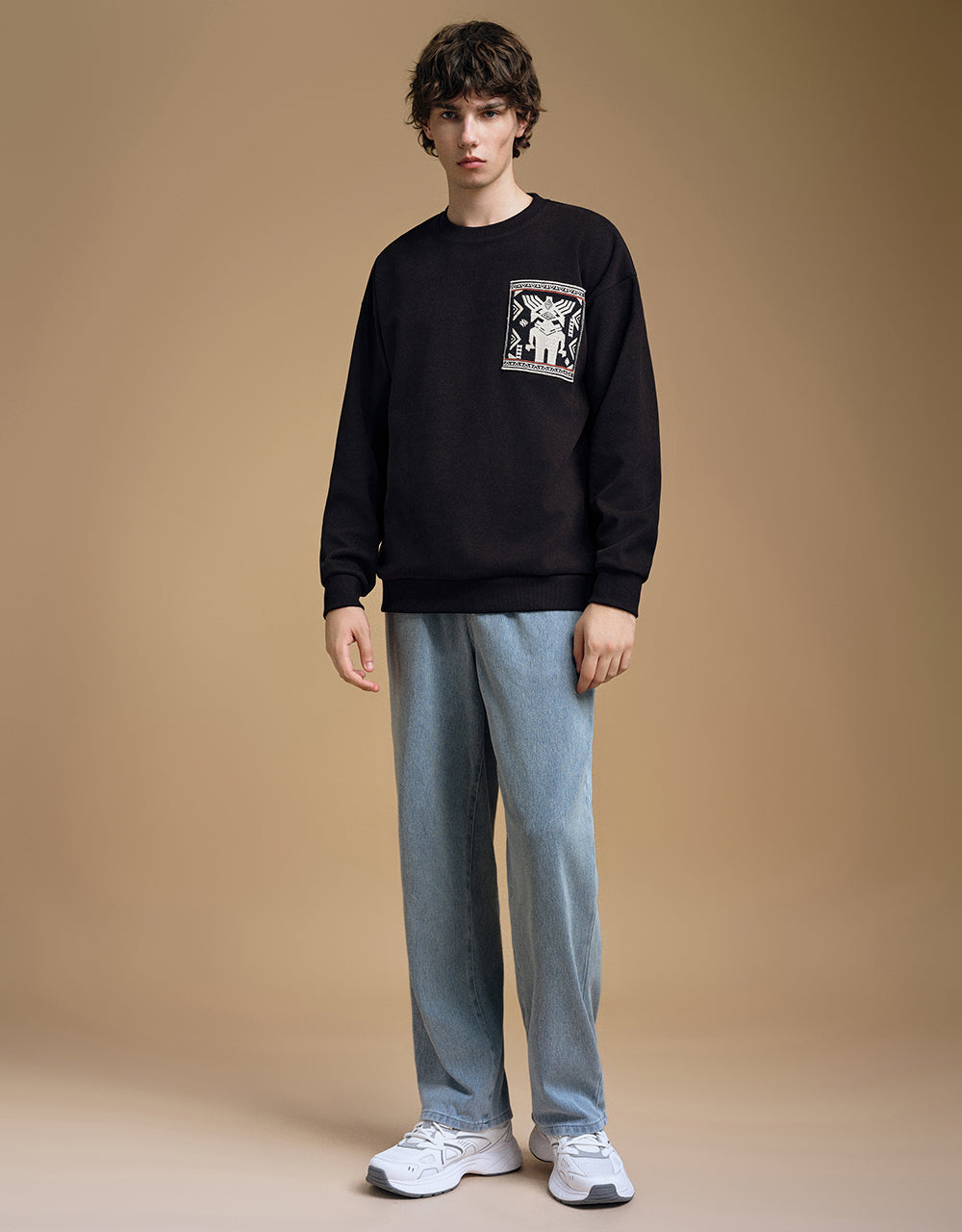 Drop Shoulder Sleeve Crew Neck Sweatshirt