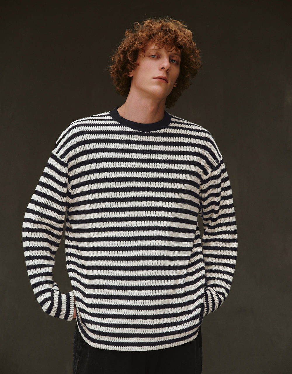 Striped Sleeve Crew Neck T-Shirt