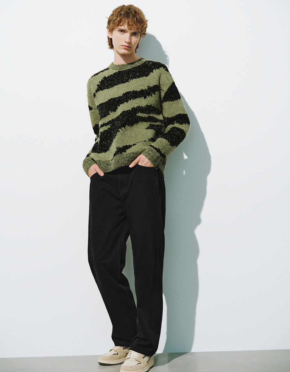 Zebra Printed Crew Neck Knitted T-Shirt