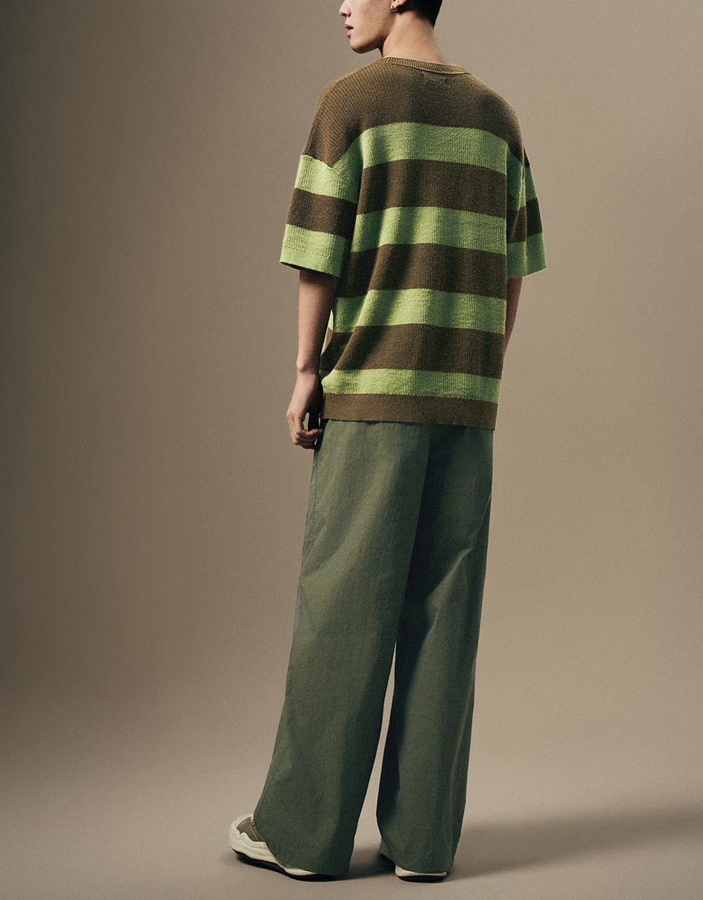 Striped Crew Neck Knitted T-Shirt