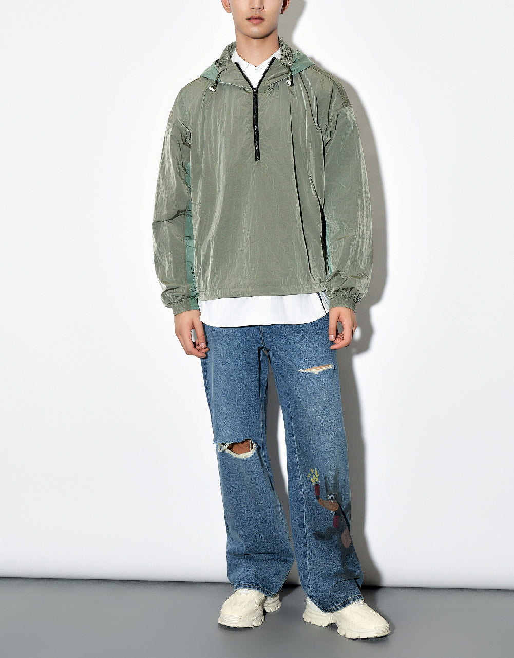 Raglan Sleeve Loose Overhead Shirt