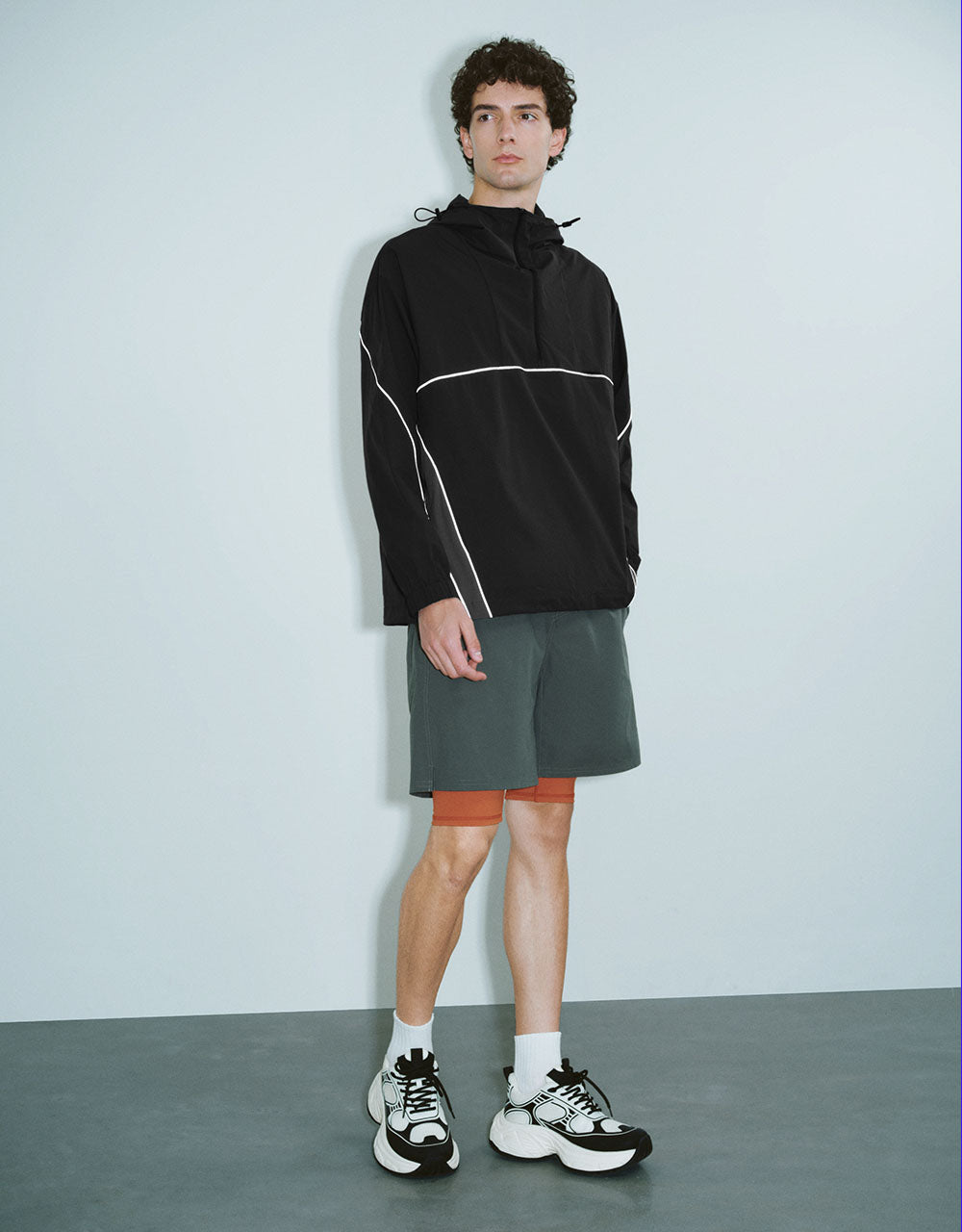 Zip Half Placket Hooded Overhead Shirt