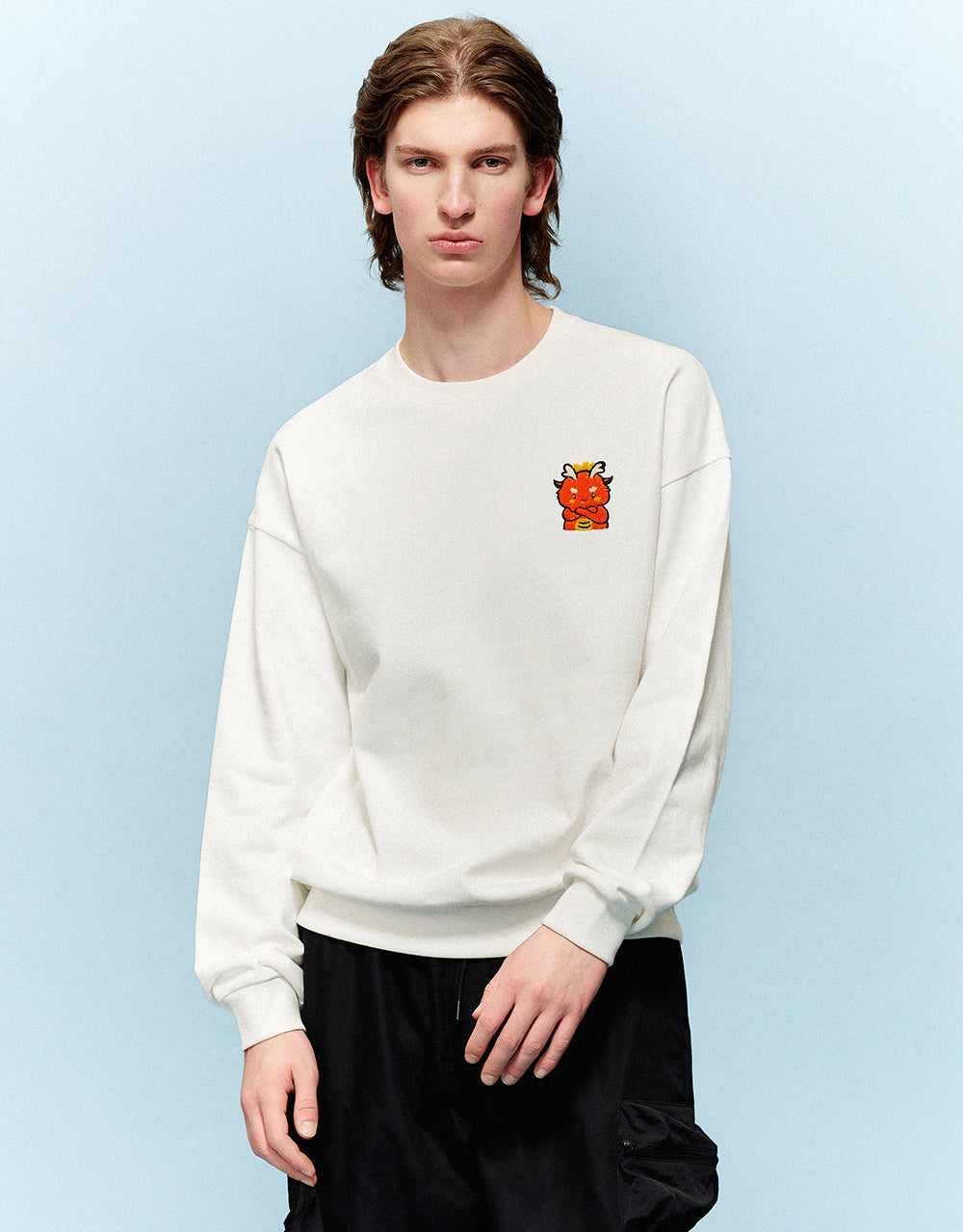 Embossed Crew Neck Sweatshirt