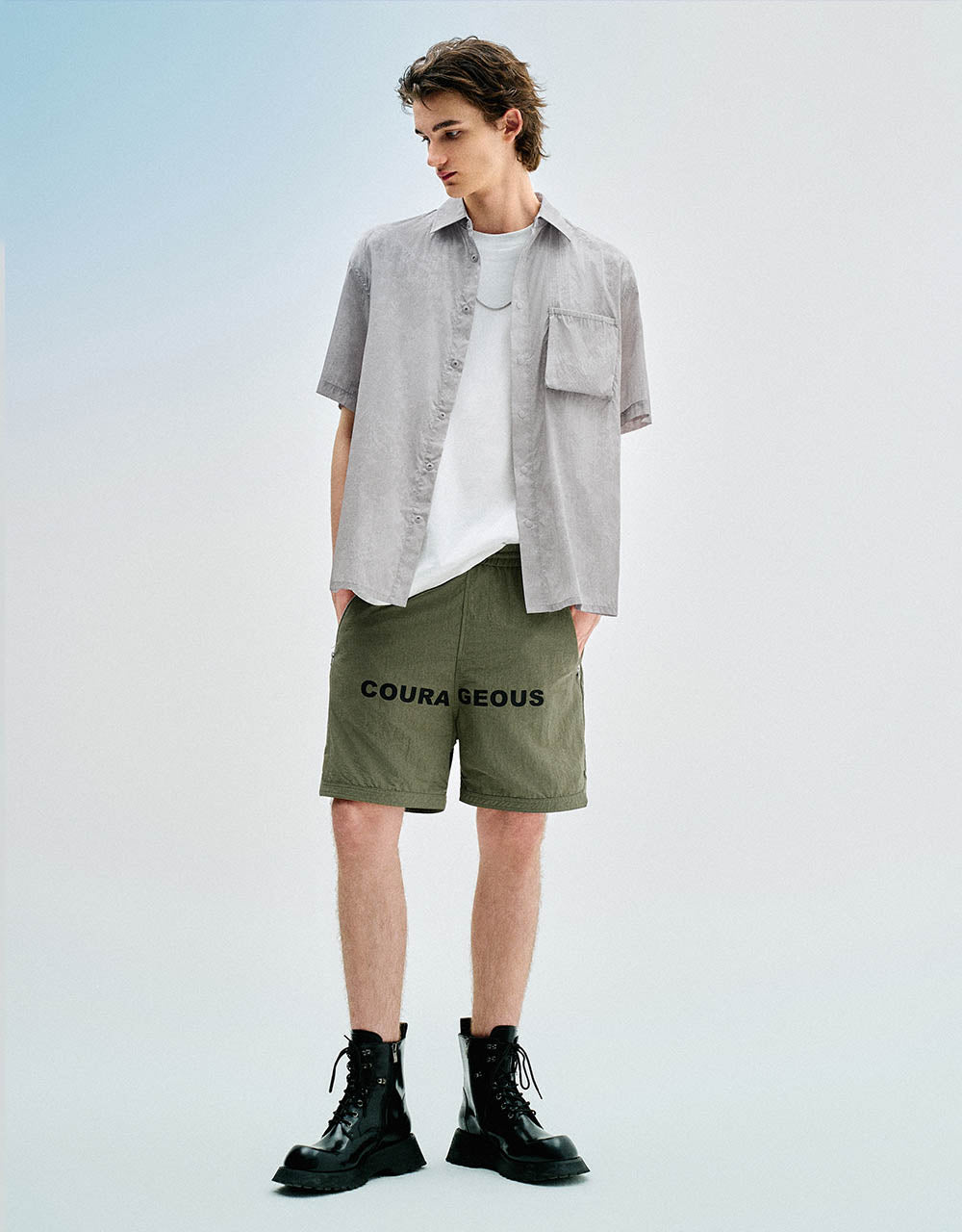 Letter Printed Drawstring Waist Shorts