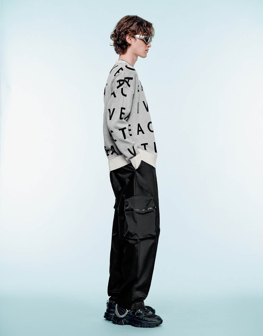 Letter Embroidered Knitted T-Shirt