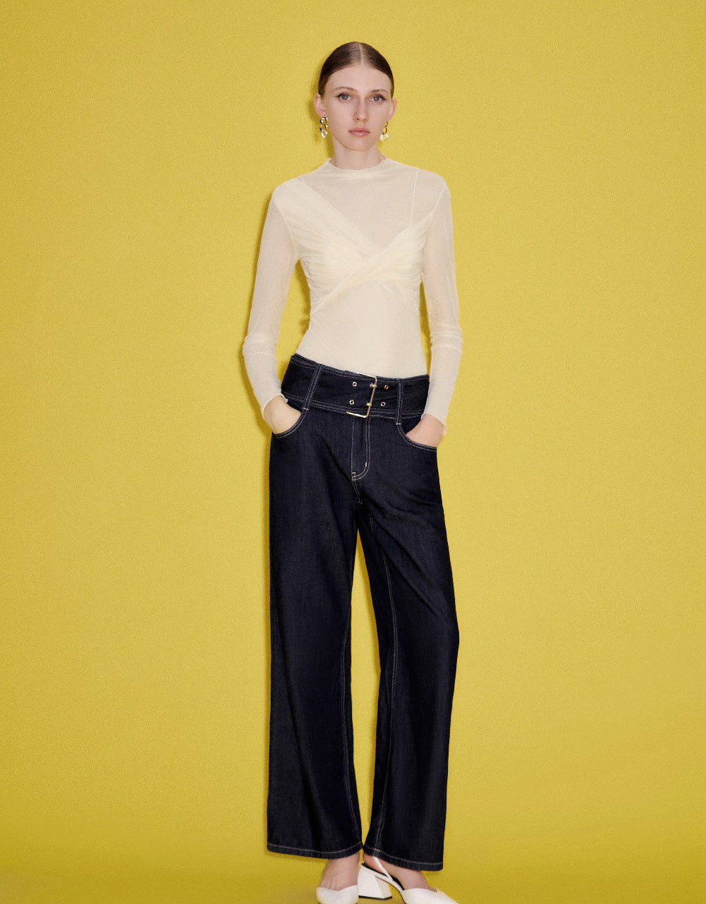 Crossover Crew Neck Skinny T-Shirt