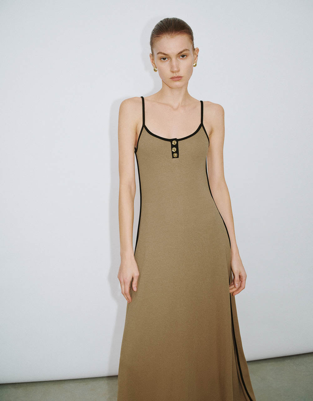 Knitted U Neck Cami A-Line Dress