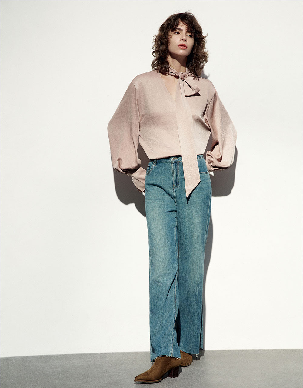 Tie Front V-Neck Overhead Shirt