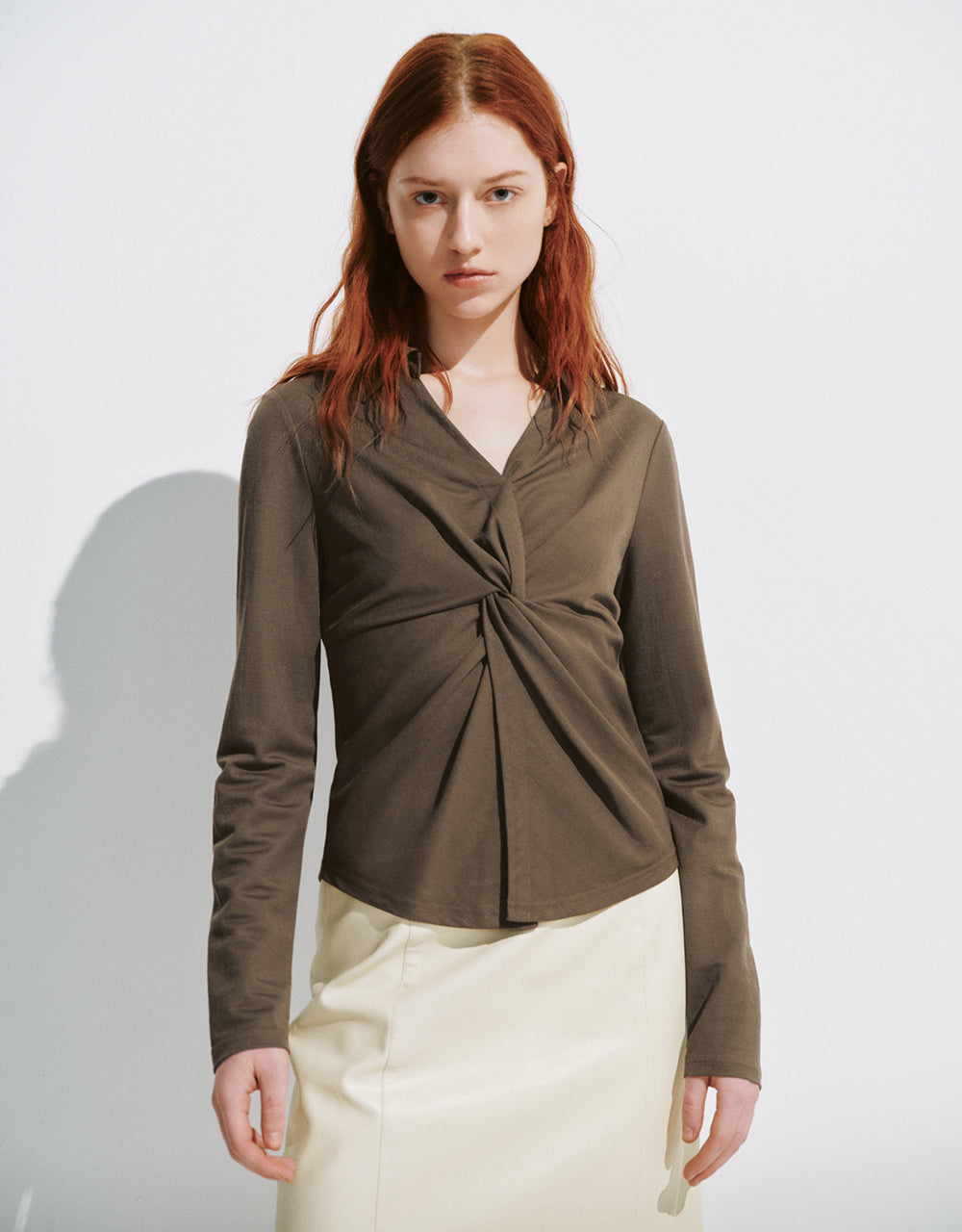Twist Front V-Neck Overhead Shirt