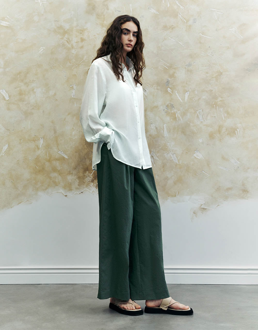 Drop Shoulder Sleeve Straight Shirt