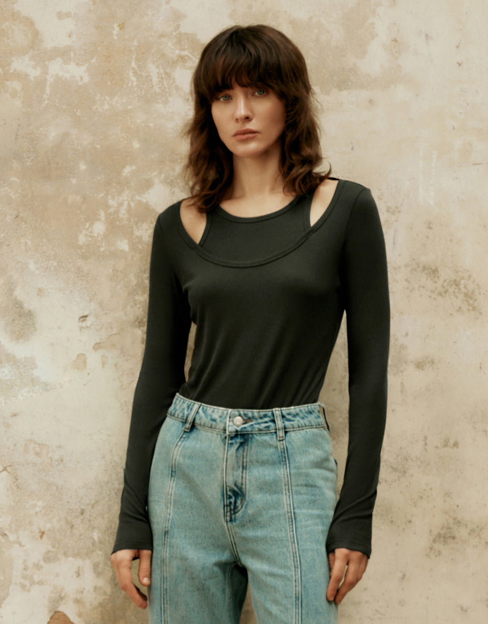 2 In 1 Knitted Skinny T-Shirt