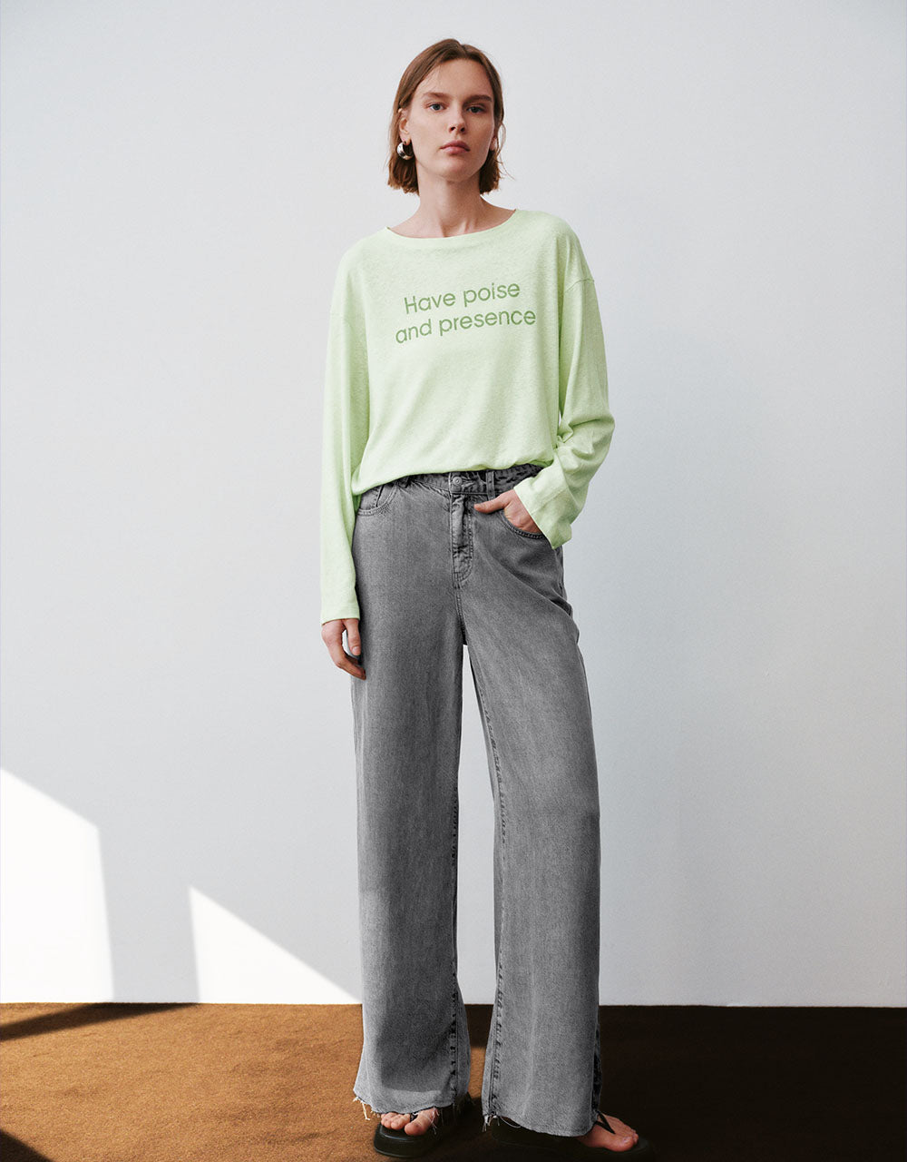 Letter Printed Crew Neck Loose T-Shirt