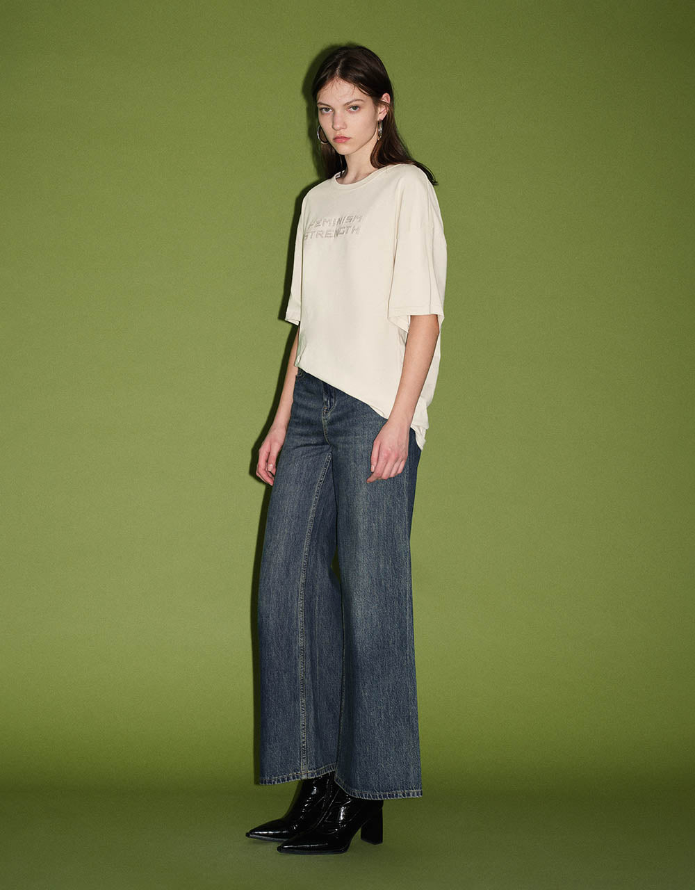 Letter Printed Crew Neck T-Shirt