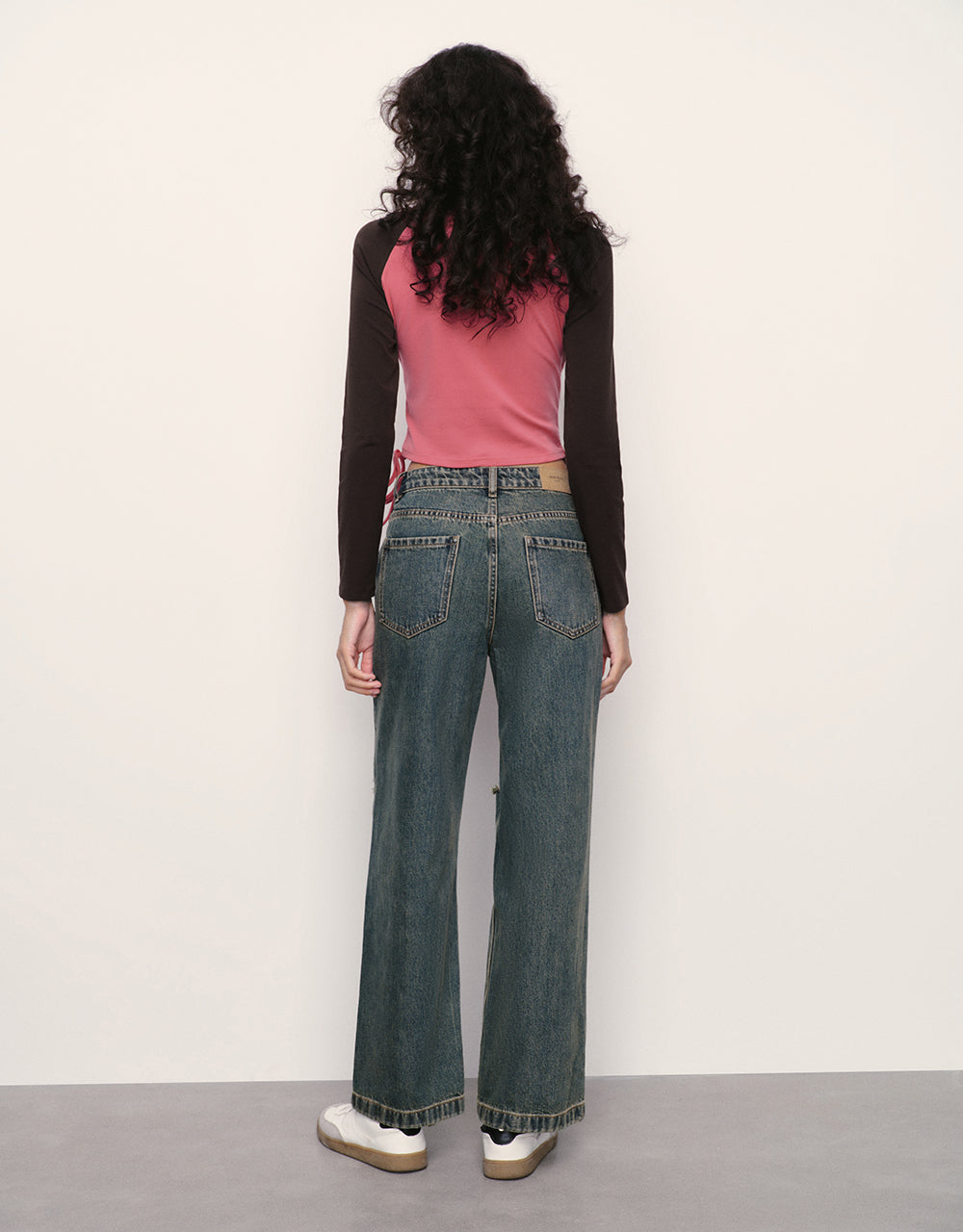 Printed Raglan Sleeve Crew Neck Skinny T-Shirt