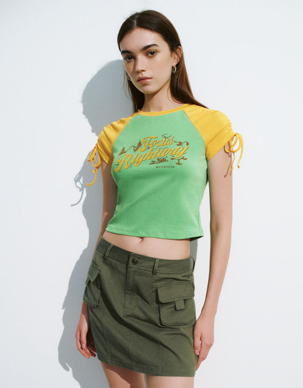Letter Printed Crew Neck Skinny T-Shirt