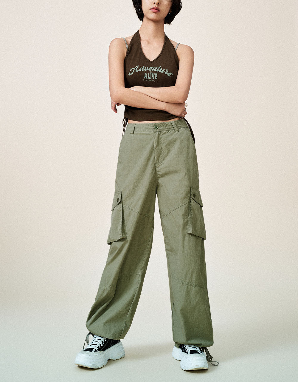 Letter Printed Halter Neck Tank Top