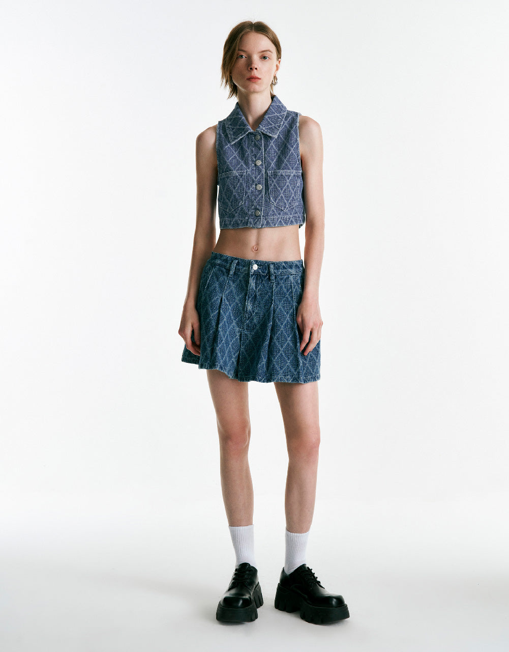 Lozenge Denim Vest