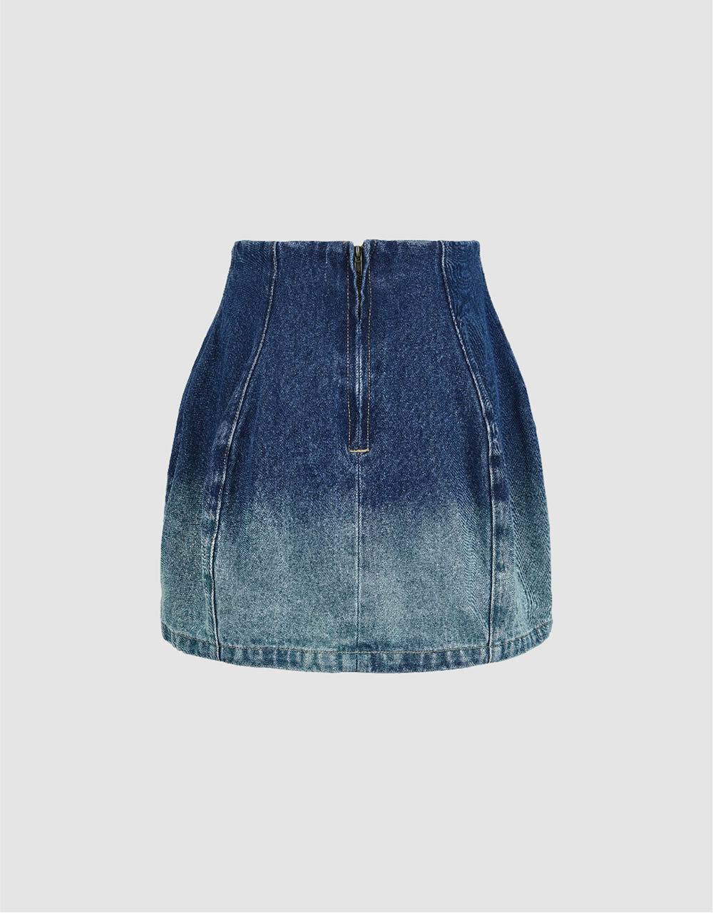 Gradient Mini A-Line Denim Skirt