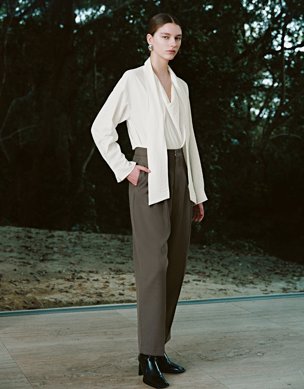 Textured Raglan Sleeve Overhead Shirt