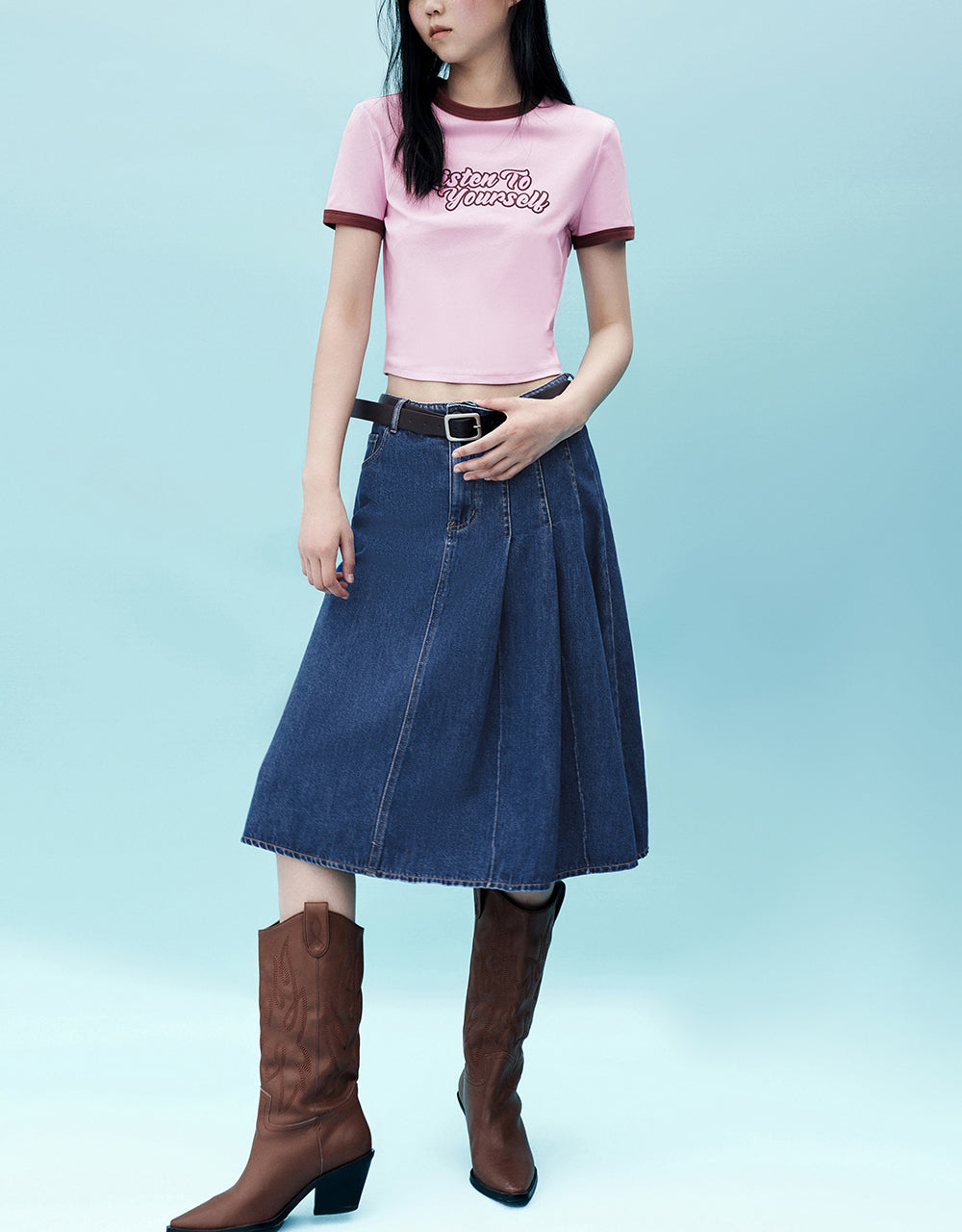 Letter Printed Crew Neck Regular T-Shirt