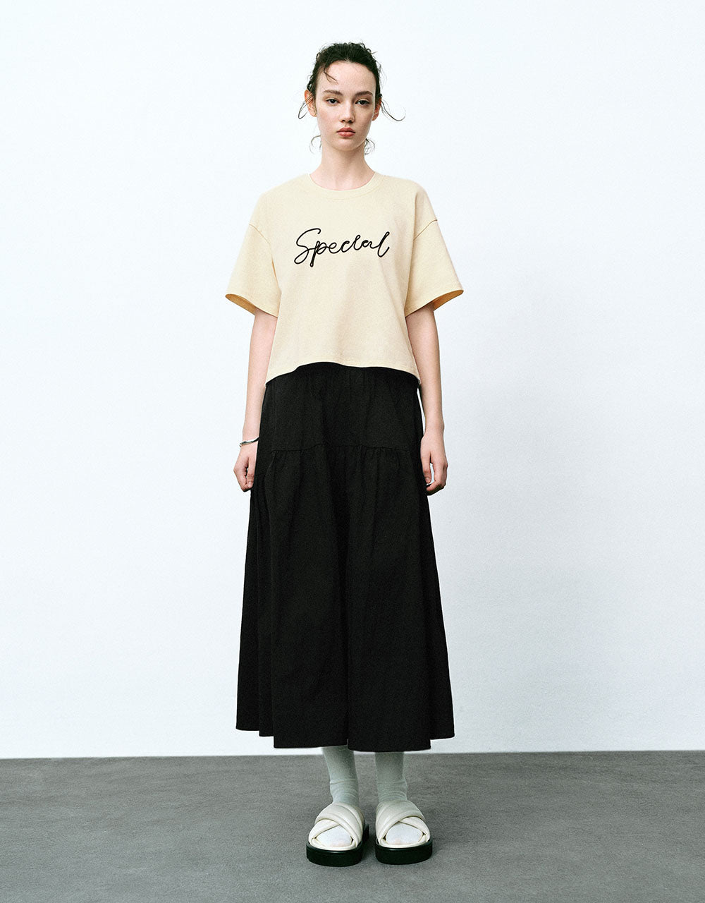 Letter Printed Crew Neck Loose T-Shirt