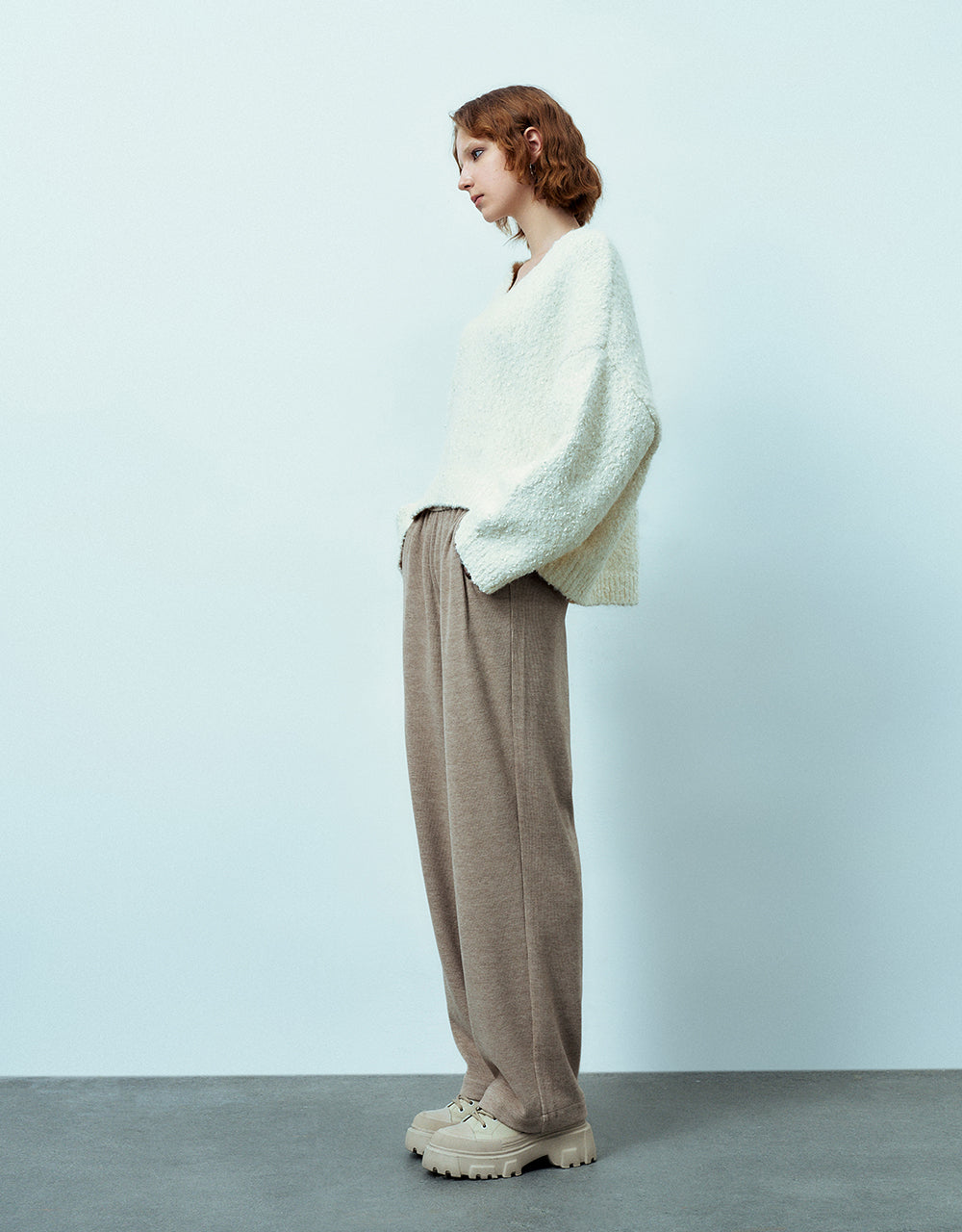 Elastic Waist Knitted Straight Pants