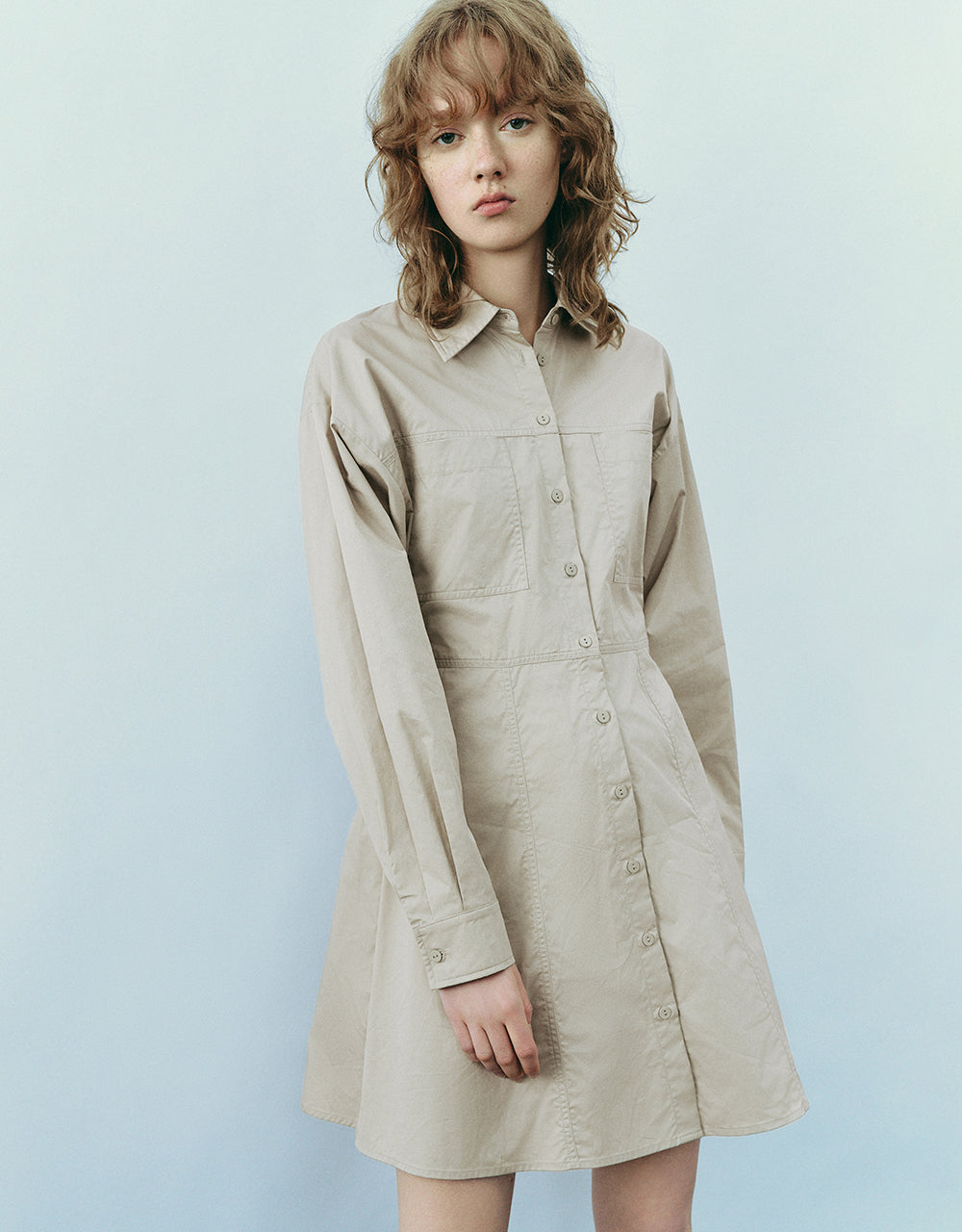 Drop Shoulder Sleeve Skater Shirt Dress