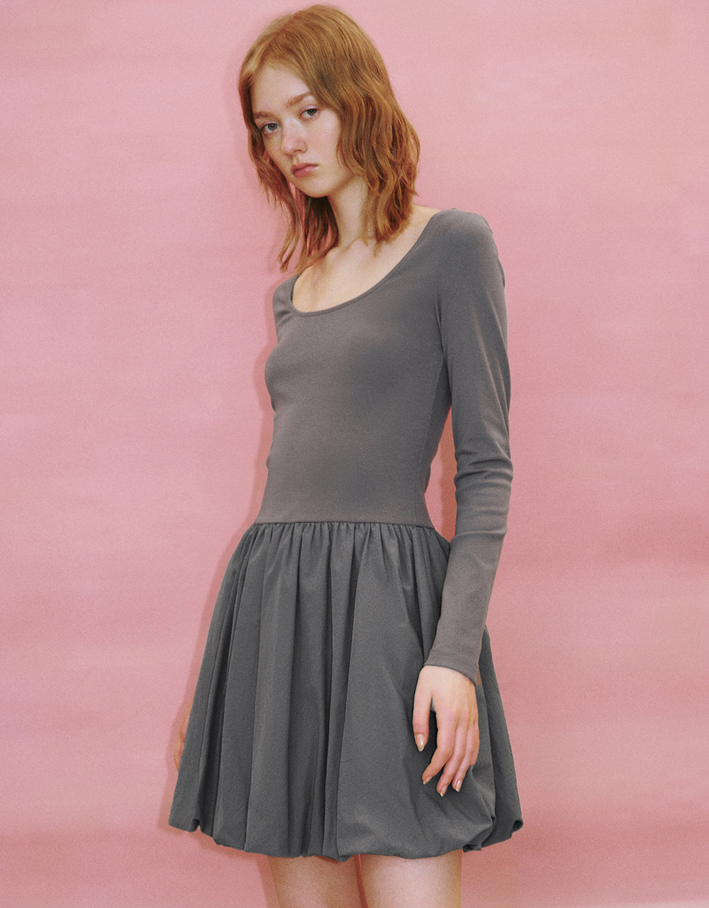 Knitted U Neck A-Line Dress