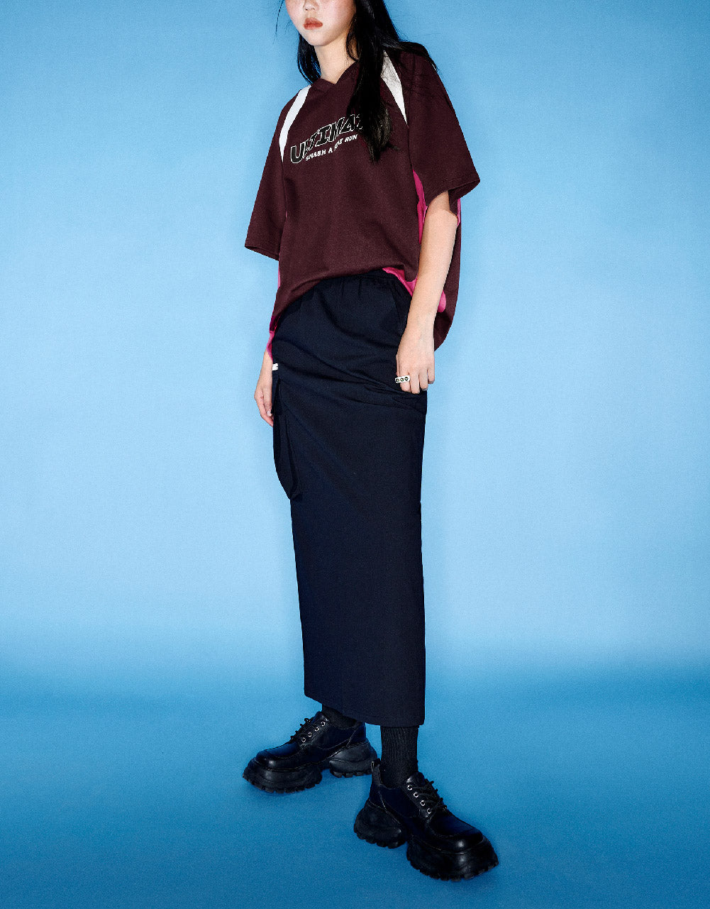 Letter Printed Raglan Sleeve Loose T-Shirt