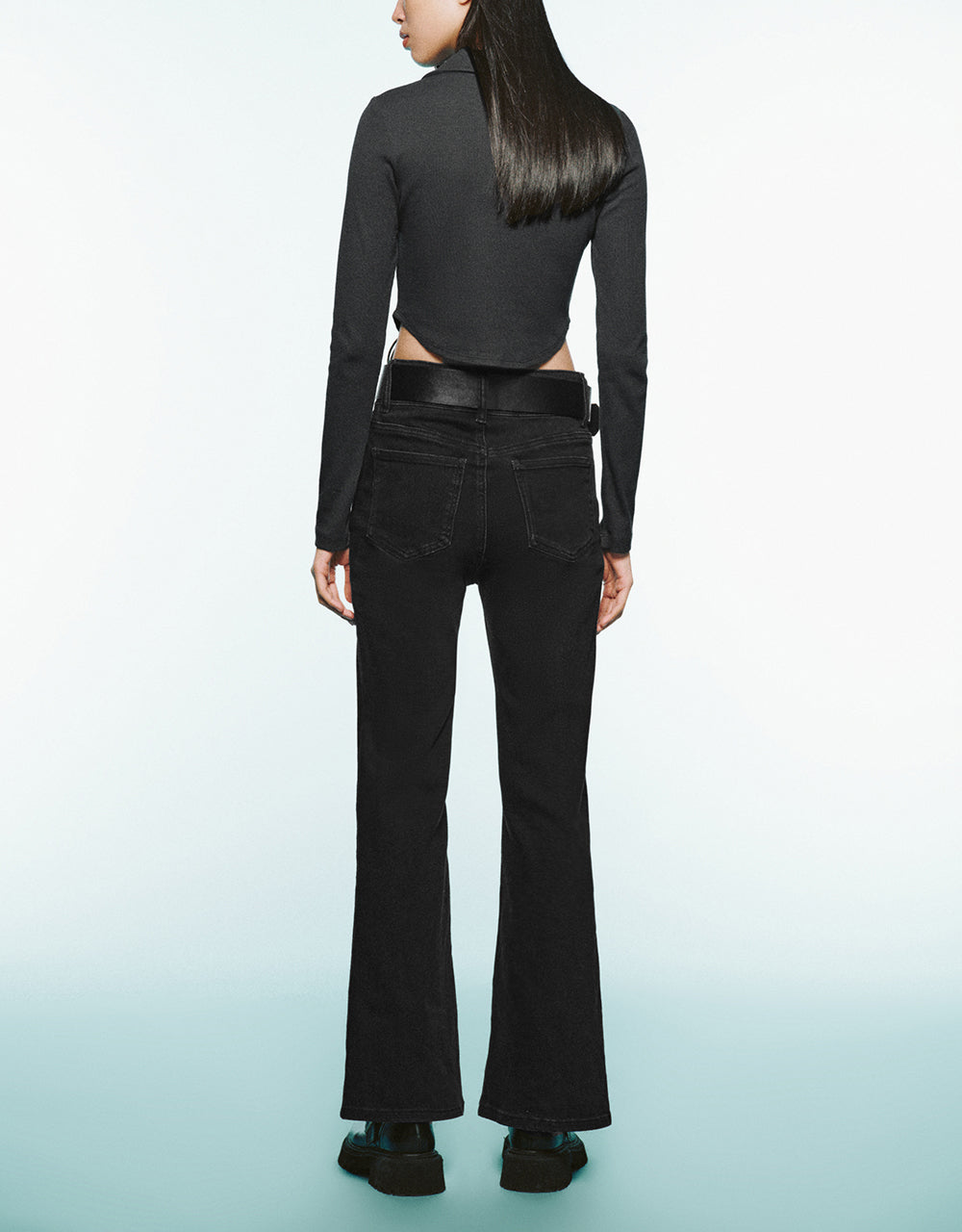 Letter Printed Lace Up Straight T-Shirt