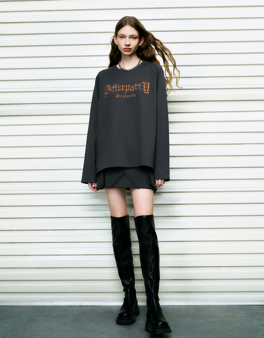 Letter Printed Crew Neck Loose T-Shirt