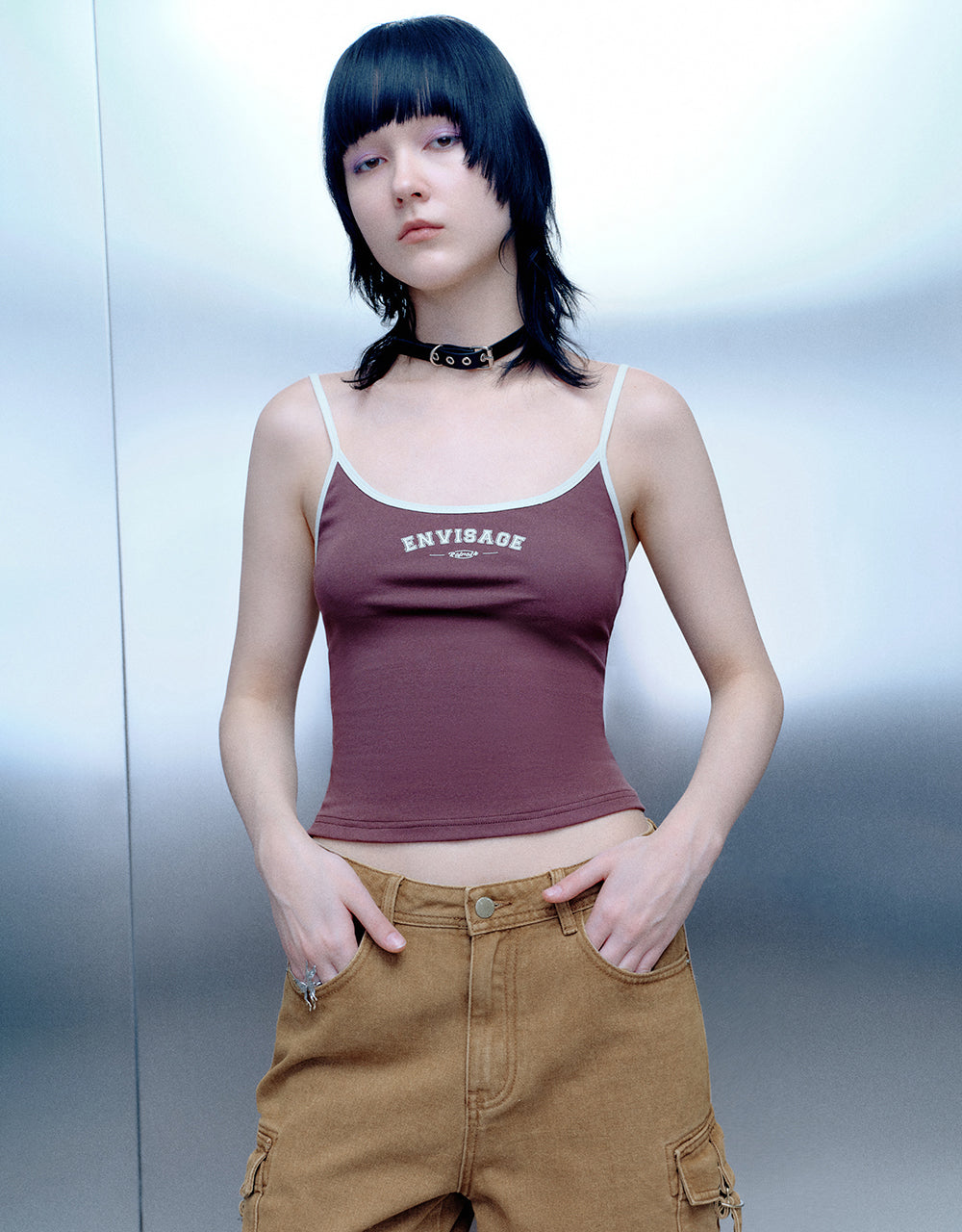 Letter Printed U Neck Tank Top