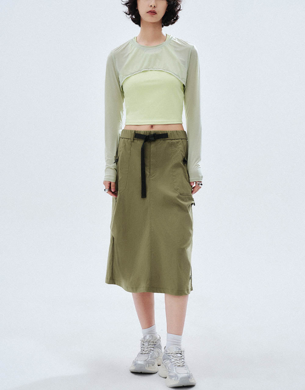 Midi Straight Skirt With Belt