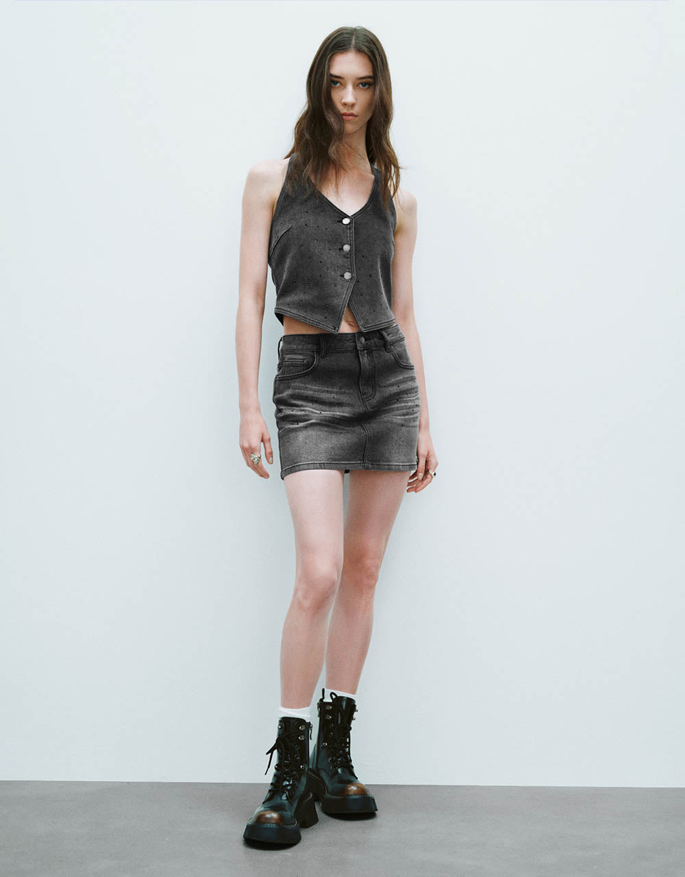 Mini Straight Denim Skirt