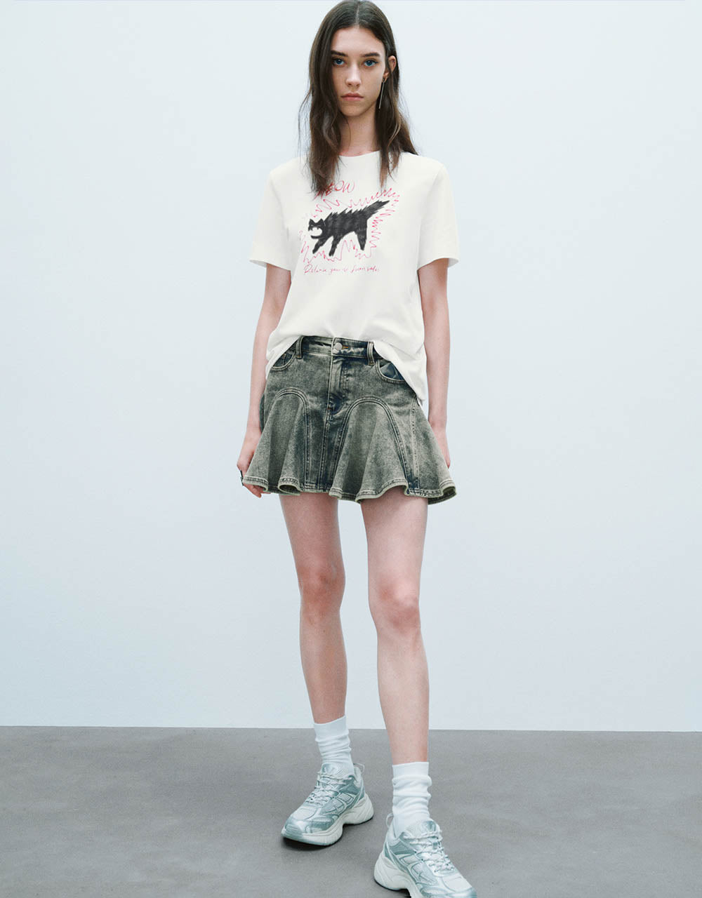 Mini A-Line Denim Skirt