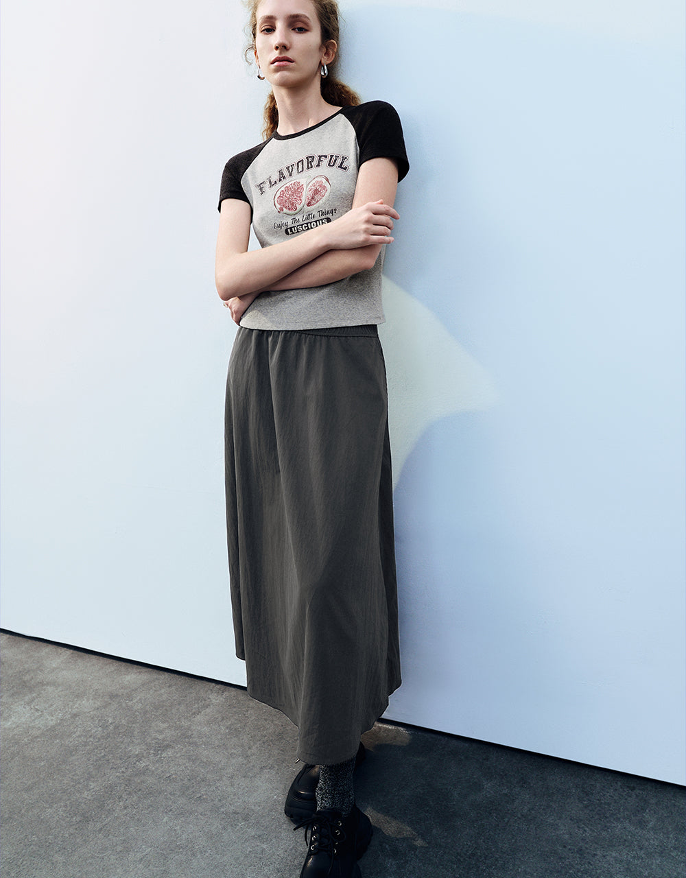 Printed Crew Neck Skinny T-Shirt