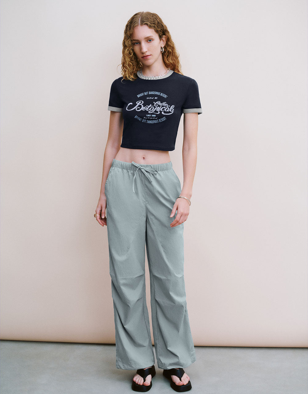 Letter Printed Crew Neck T-Shirt